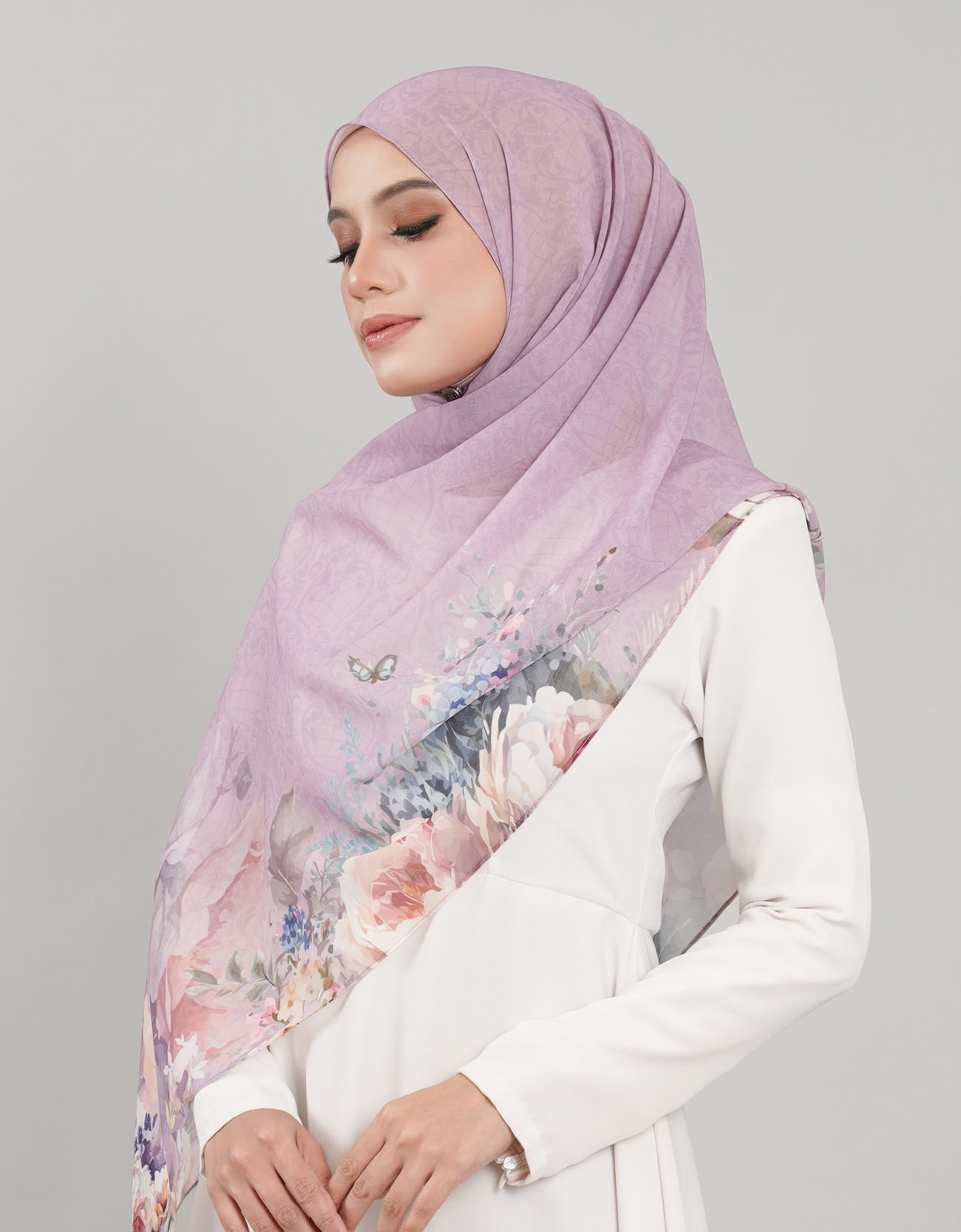 Sutra Shawl Printed - 01 Anggrek