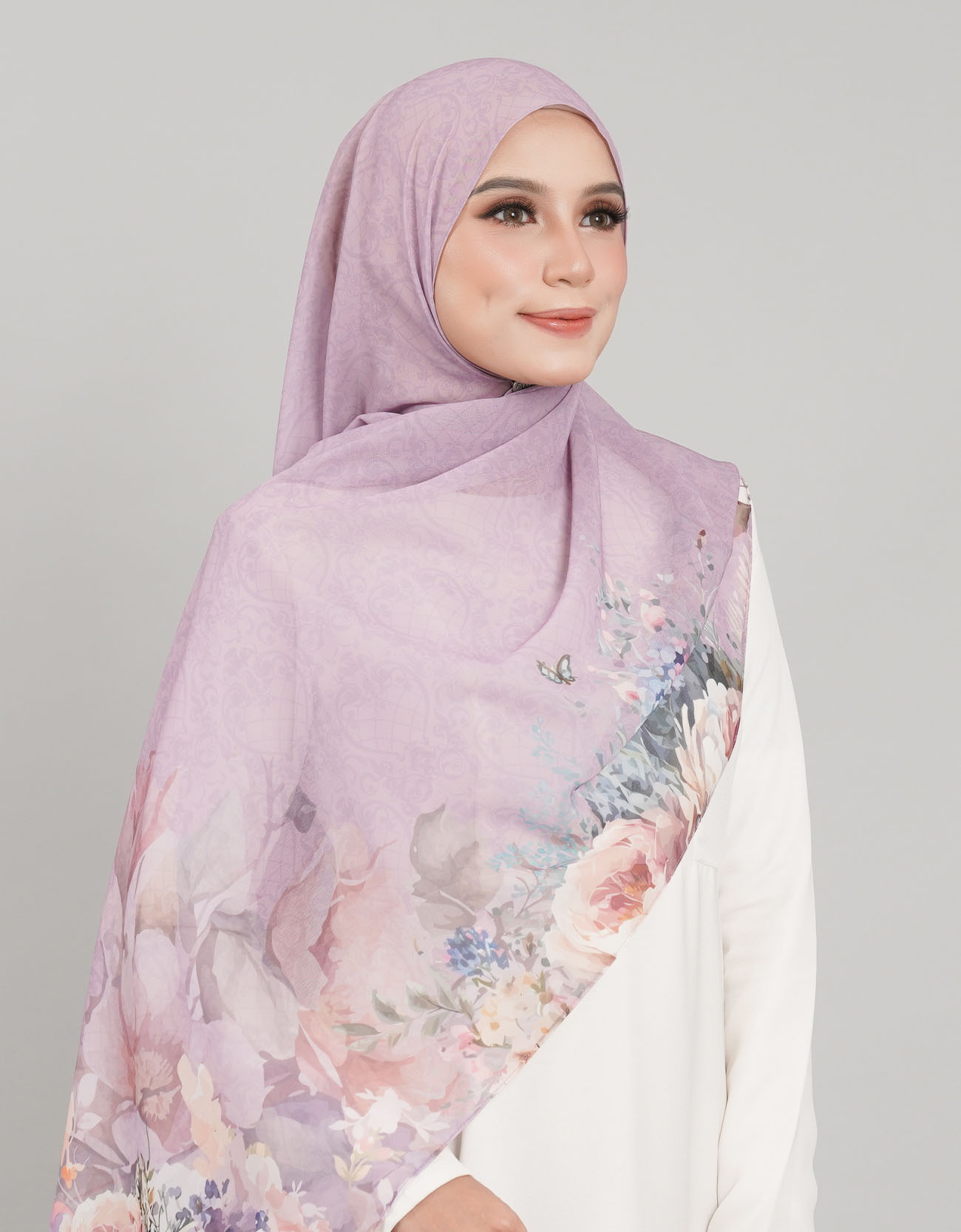 Sutra Shawl Printed - 01 Anggrek