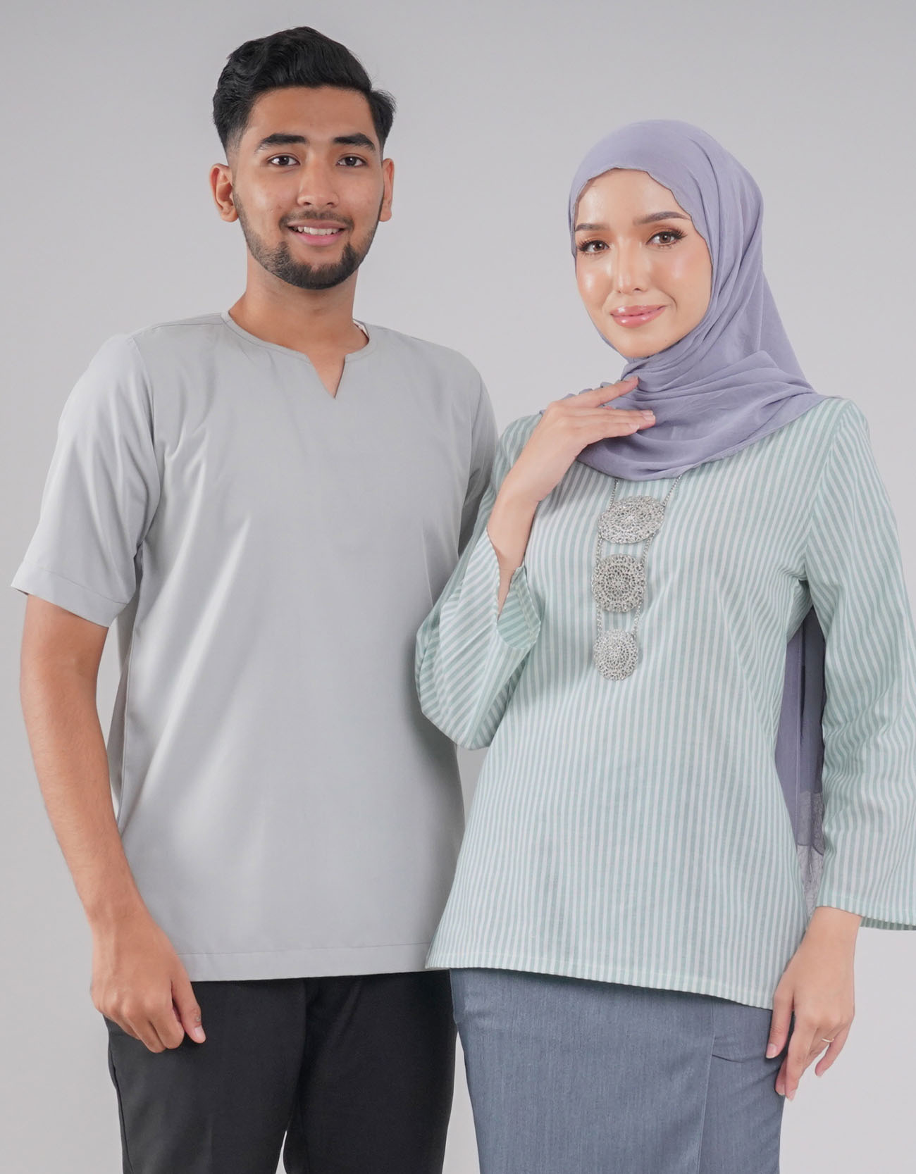 Cempaka Kurung Kedah Adult Cotton - 01 Light Blue