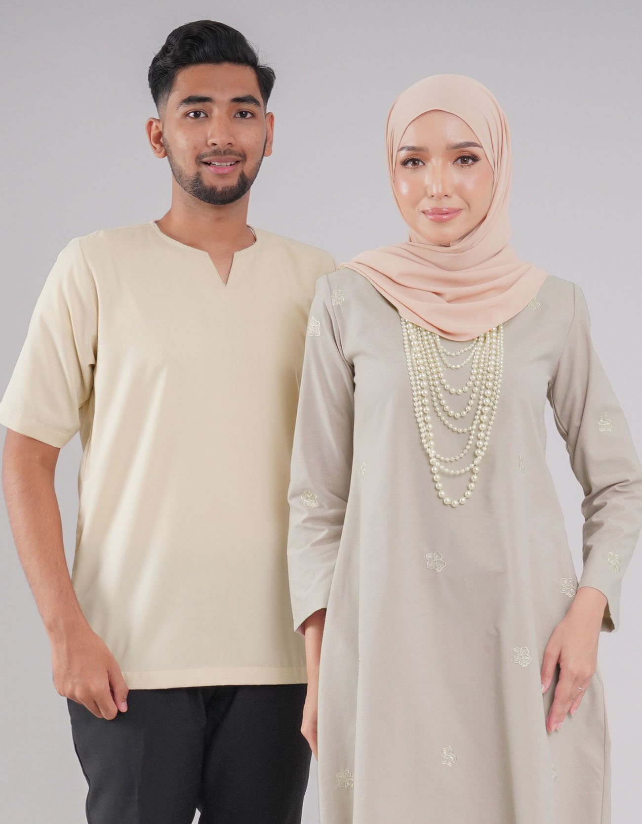 Mahrani Kurung Riau Adult Cotton Embroidered - 03 Light Brown