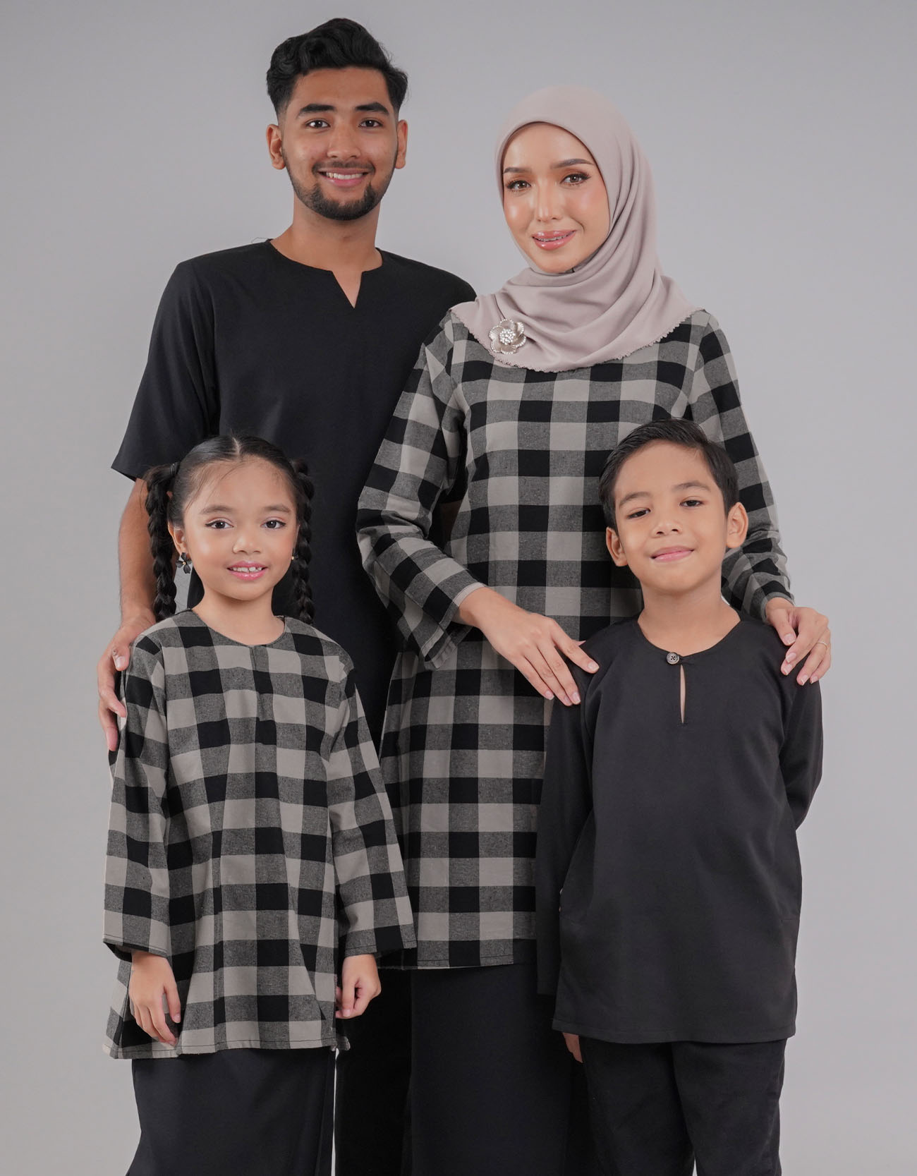 Tanjung Kurung Riau Kids Cotton A-cut Design - 02 Black