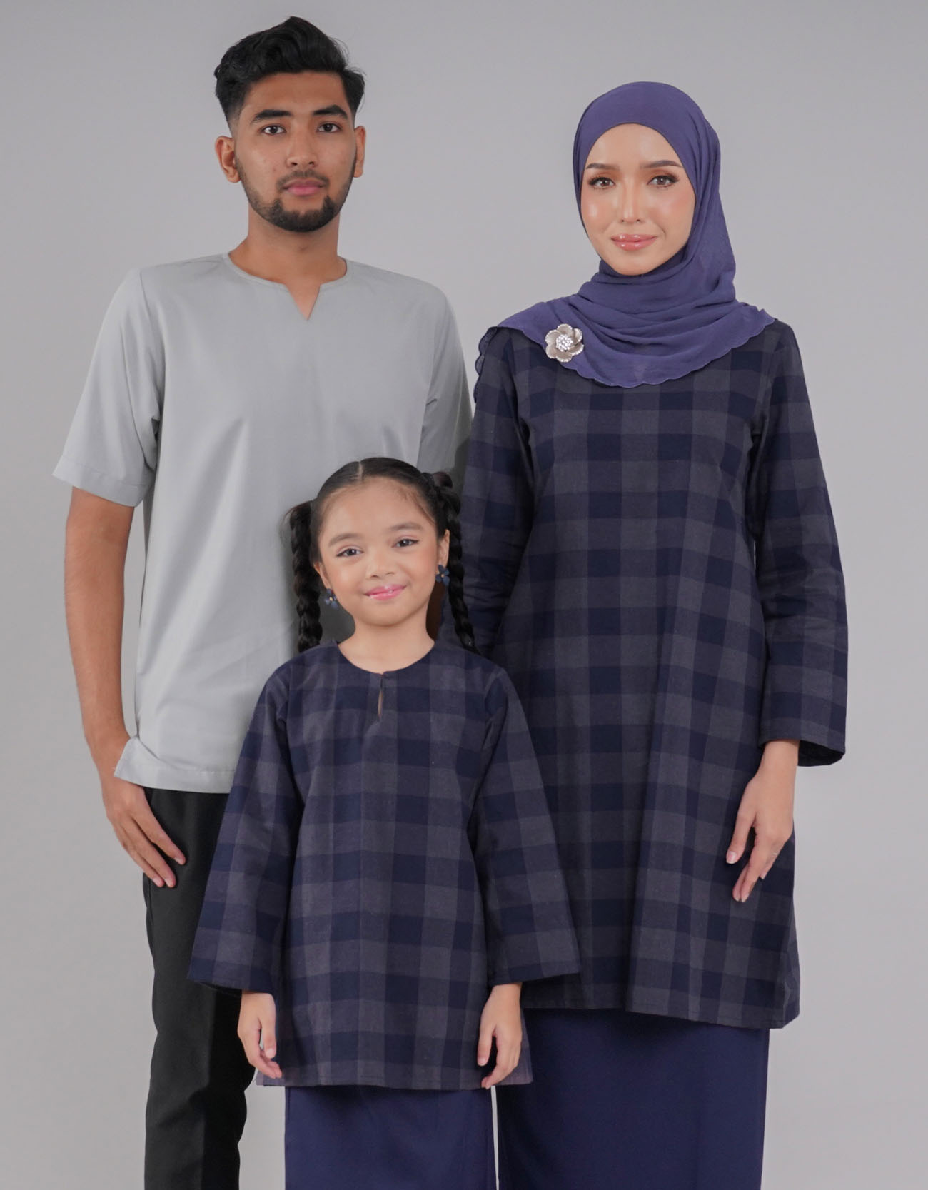 Tanjung Kurung Riau Kids Cotton A-cut Design - 01 Blue