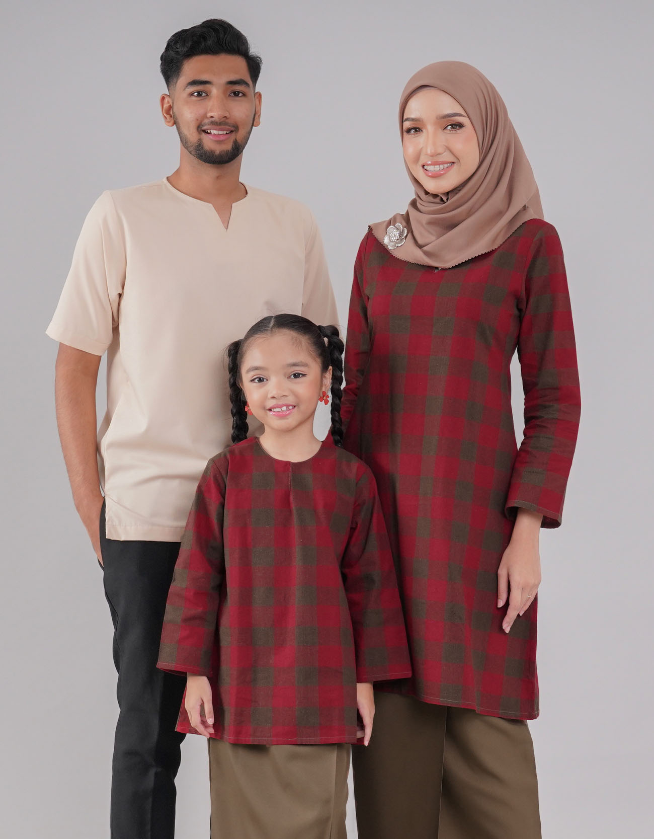 Tanjung Kurung Riau Kids Cotton A-cut Design - 03 Red