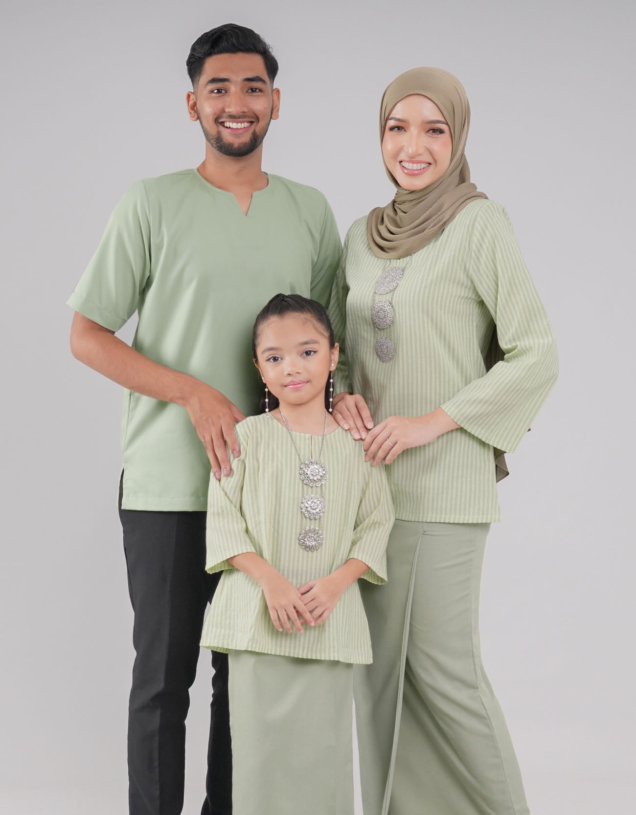 Cempaka Kurung Kedah Adult Cotton - 02 Light Green