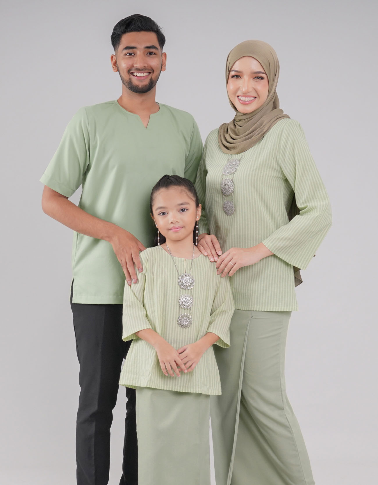 Cempaka Kurung Kedah Kids Cotton - 02 Light Green