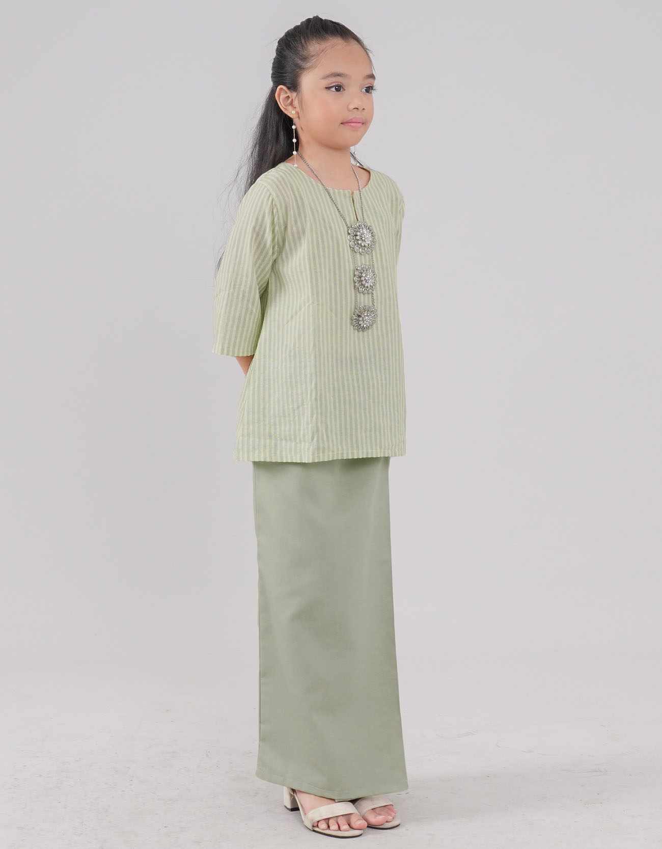 Cempaka Kurung Kedah Kids Cotton - 02 Light Green
