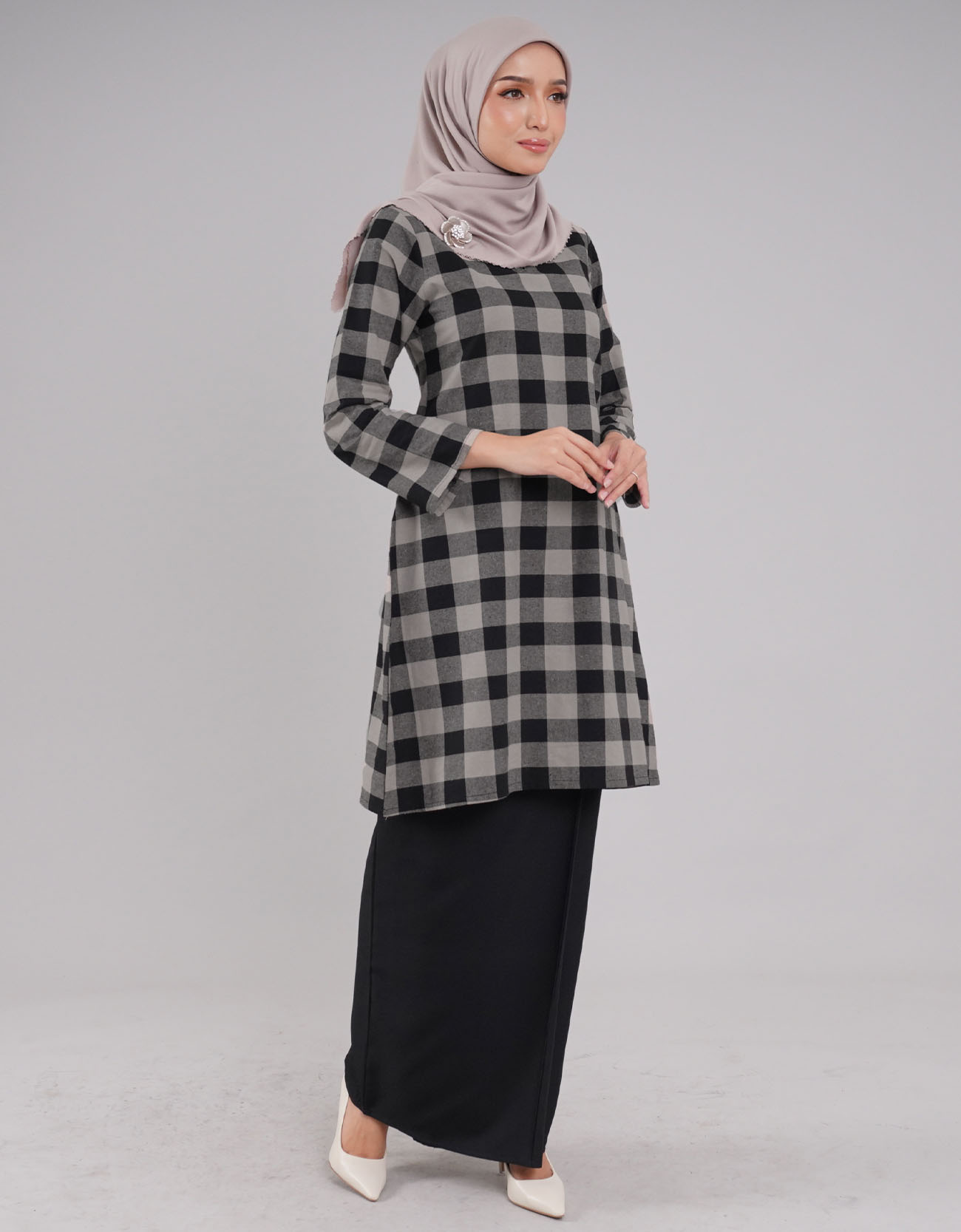 Tanjung Kurung Riau Adult Cotton A-cut Design - 02 Black