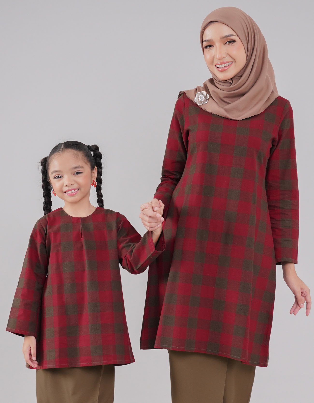 Tanjung Kurung Riau Kids Cotton A-cut Design - 03 Red