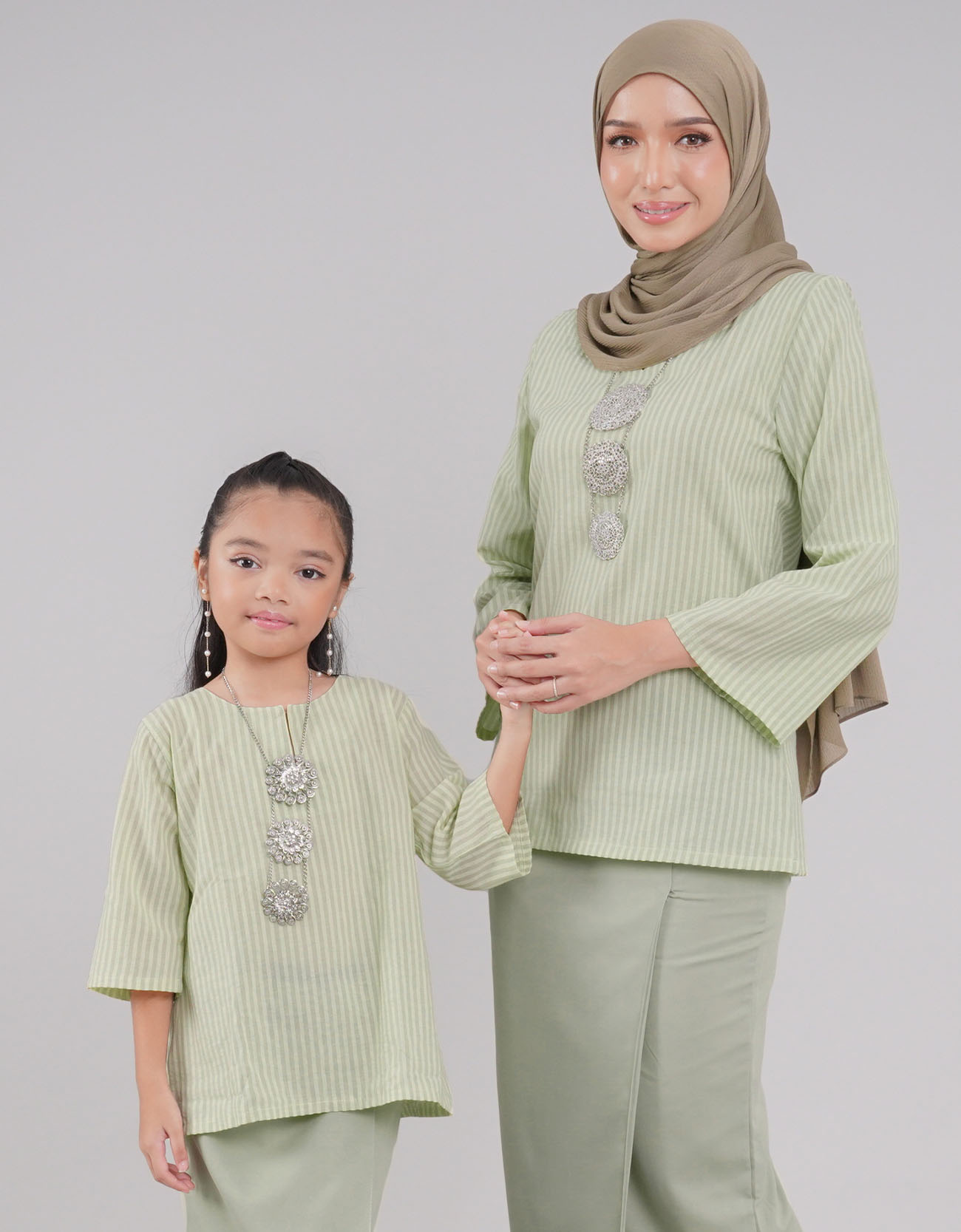Cempaka Kurung Kedah Kids Cotton - 02 Light Green