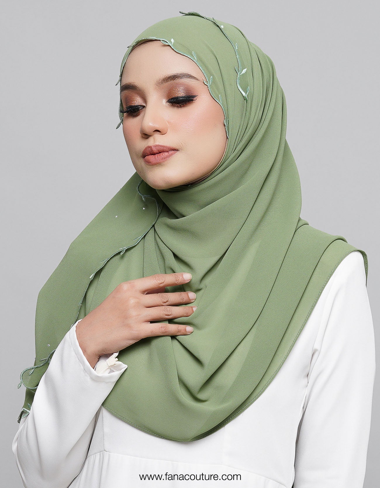 Nuha Shawl Sulam - 06 Apple Green