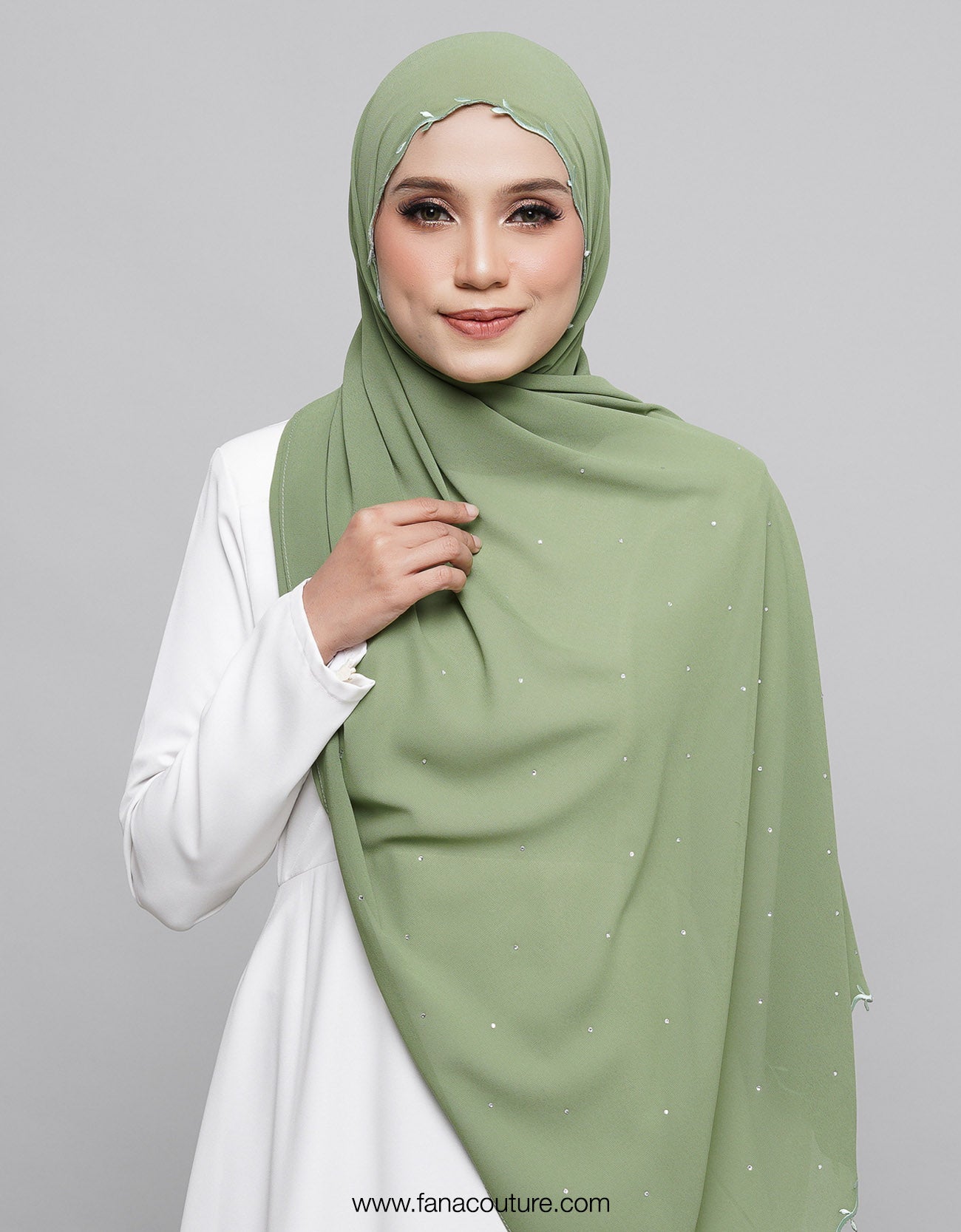 Nuha Shawl Sulam - 06 Apple Green