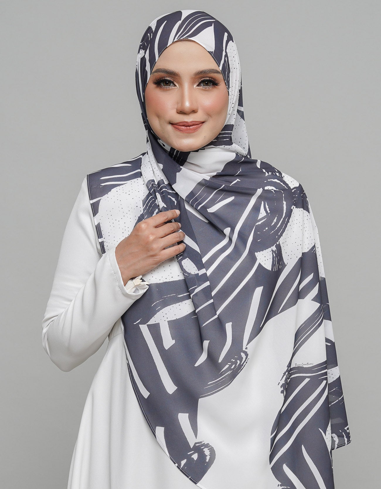 Sofea Long Shawl - 12 Monotone Serenity