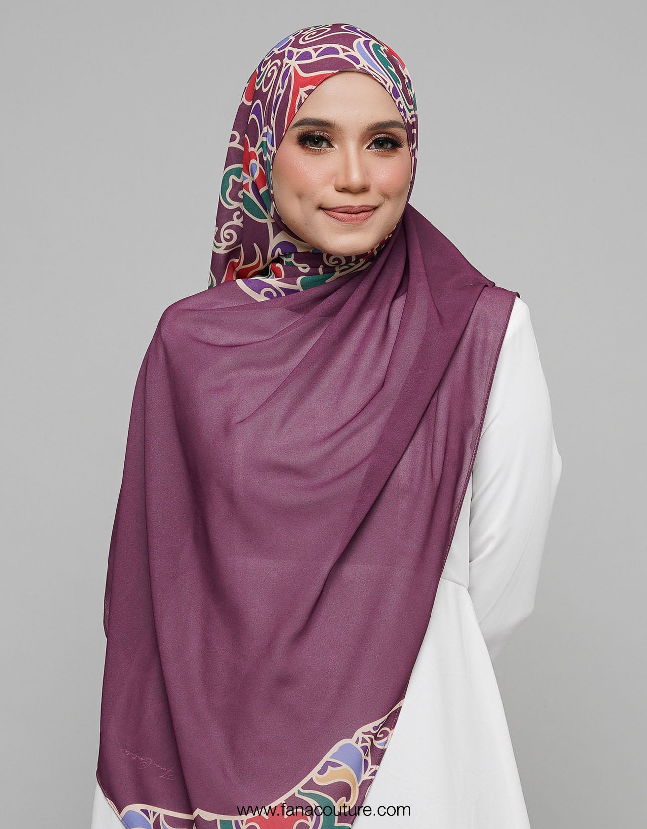 Sofea Long Shawl - 01 Ruby Petalon