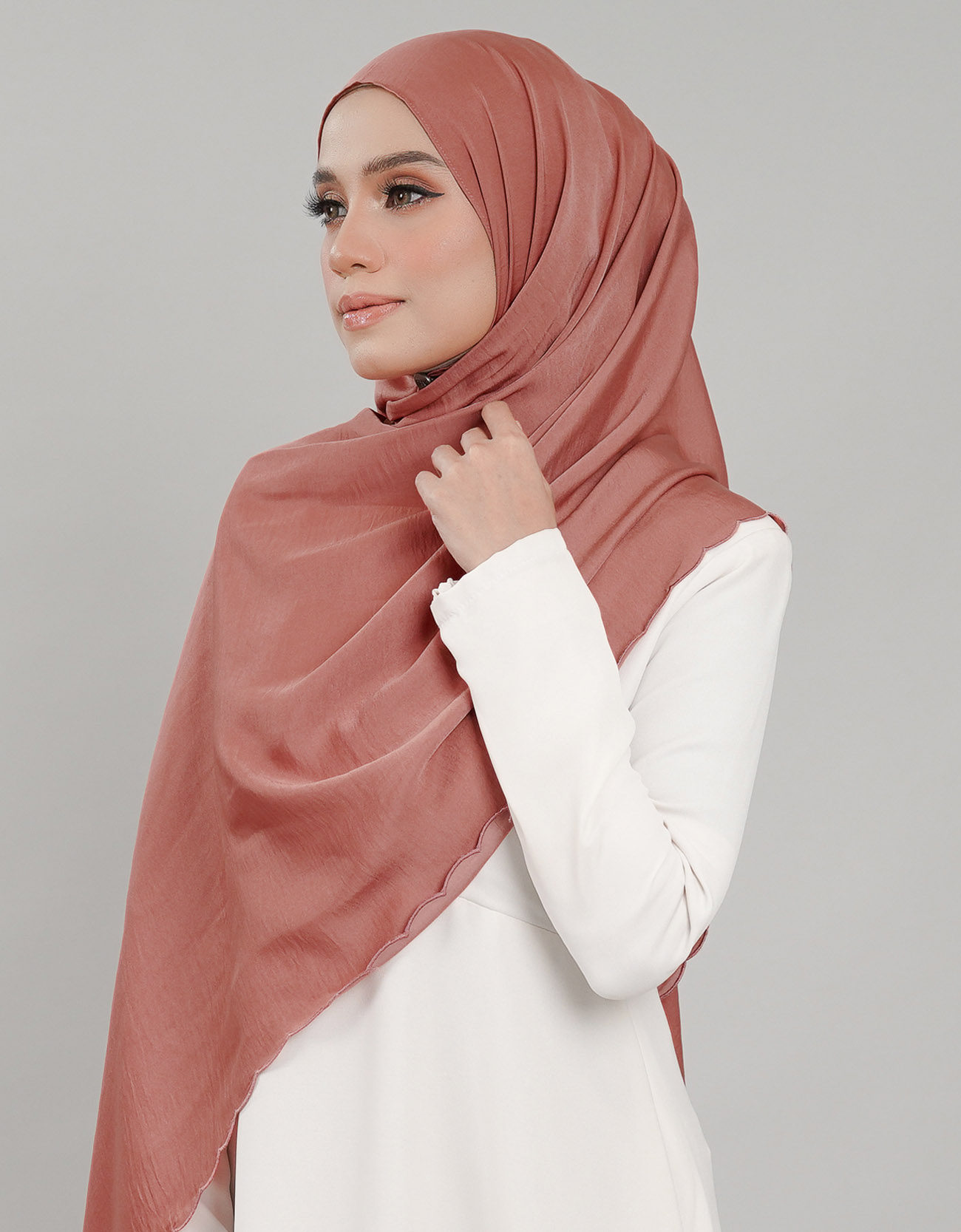 Akasia Shawl Sulam - 10 Brick Orange