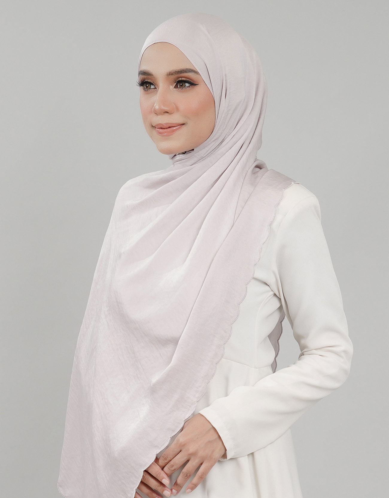 Akasia Shawl Sulam - 14 Light Gray