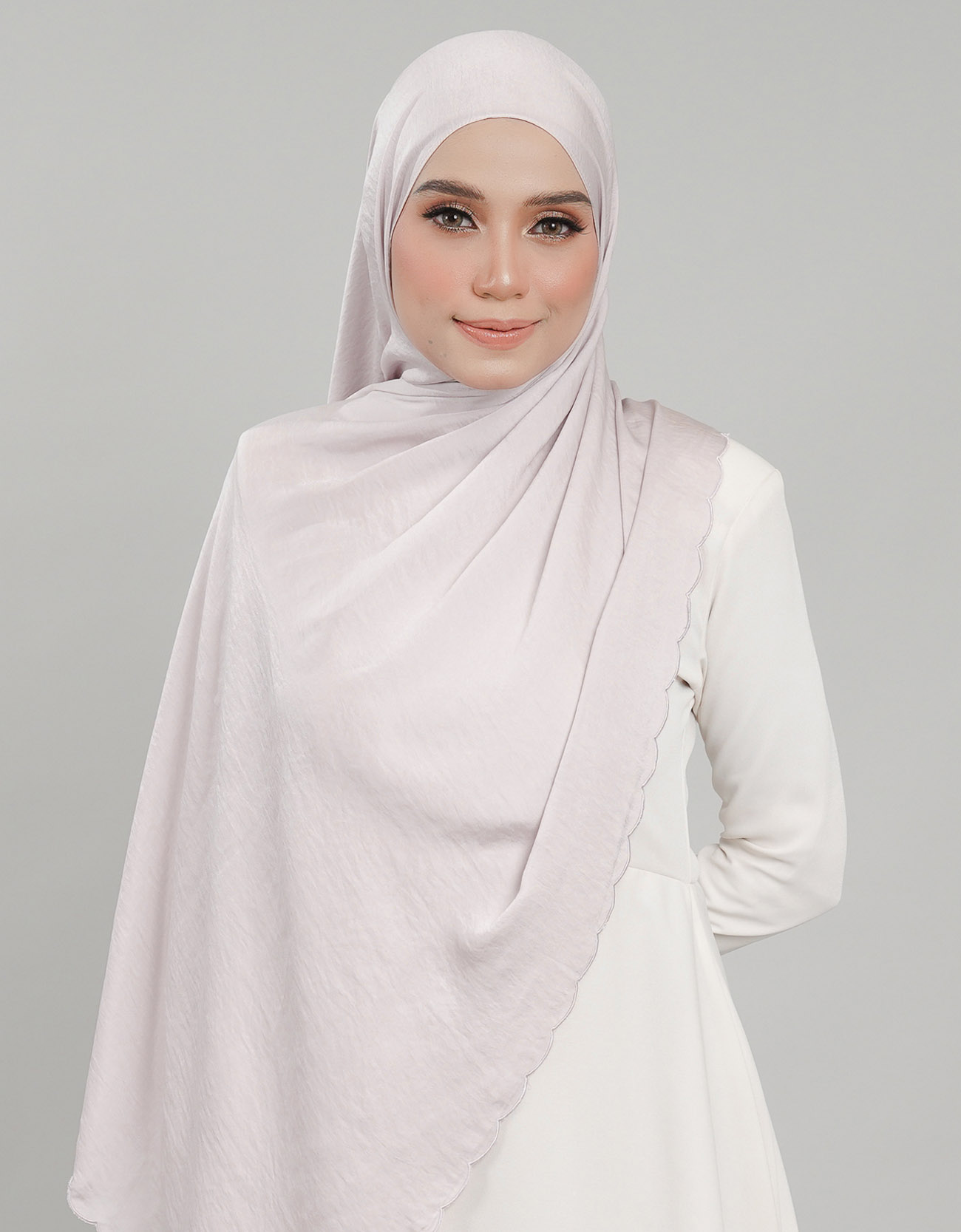 Akasia Shawl Sulam - 14 Light Gray