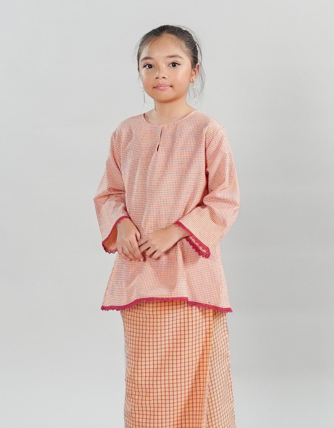 Alana Kurung Kedah Kids - 01 Peach Pink