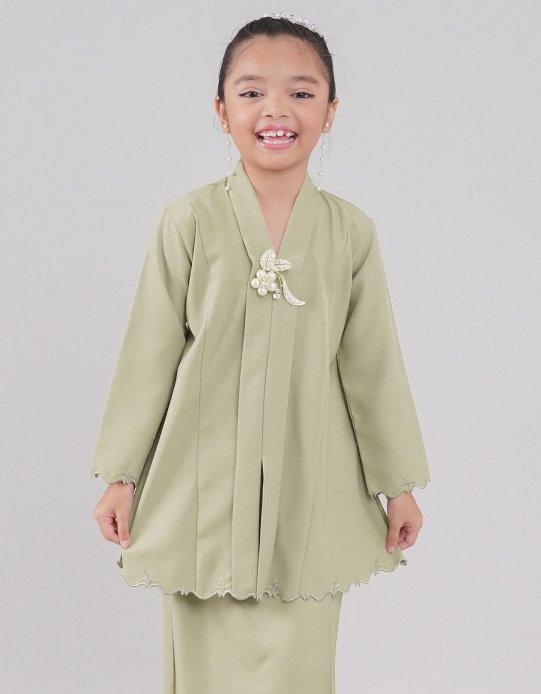 Embun Kebarung Kids Marle Cotton - 02 Laurel Green