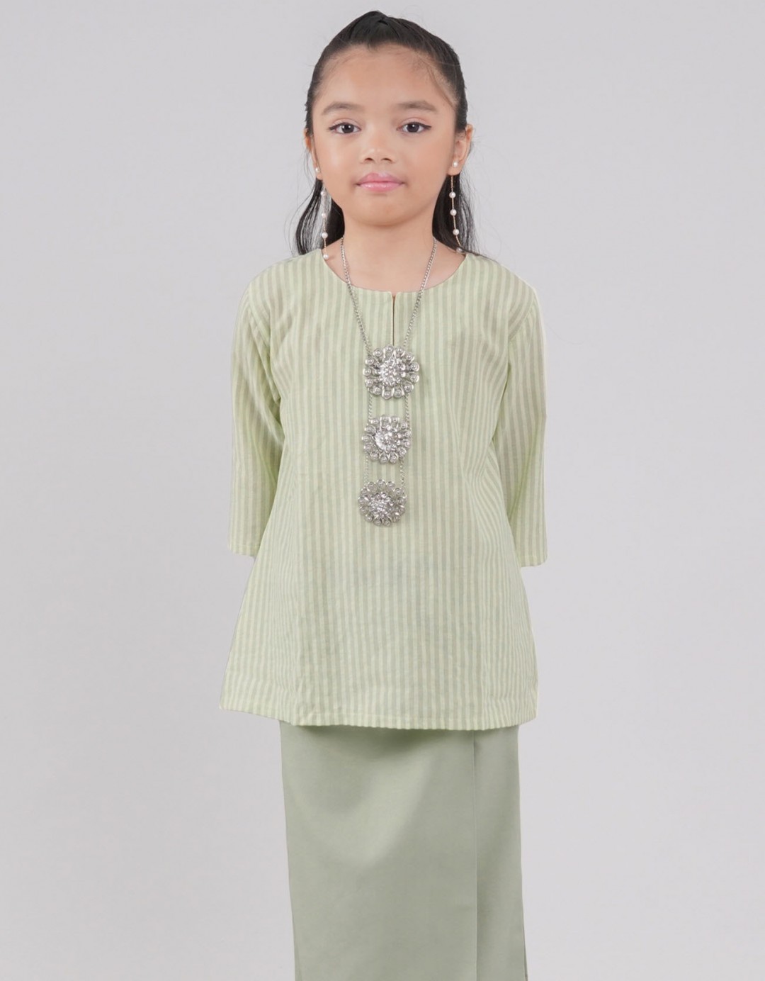 Cempaka Kurung Kedah Kids Cotton - 02 Light Green