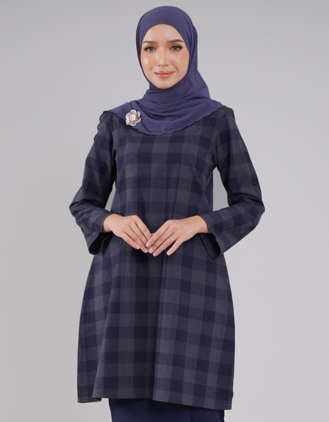 Tanjung Kurung Riau Adult Cotton A-cut Design - 01 Blue