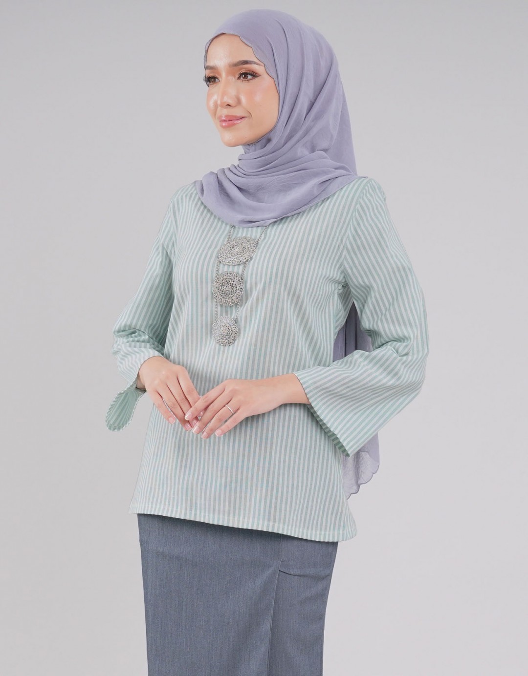 Cempaka Kurung Kedah Adult Cotton - 01 Light Blue