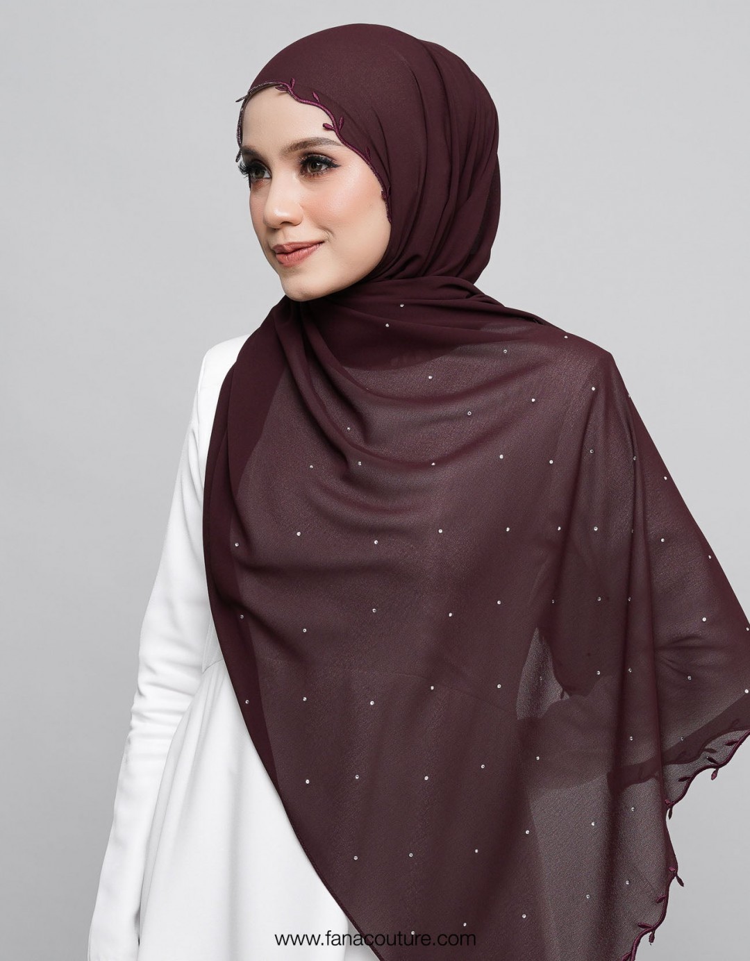 Nuha Shawl Sulam - 01 Wine