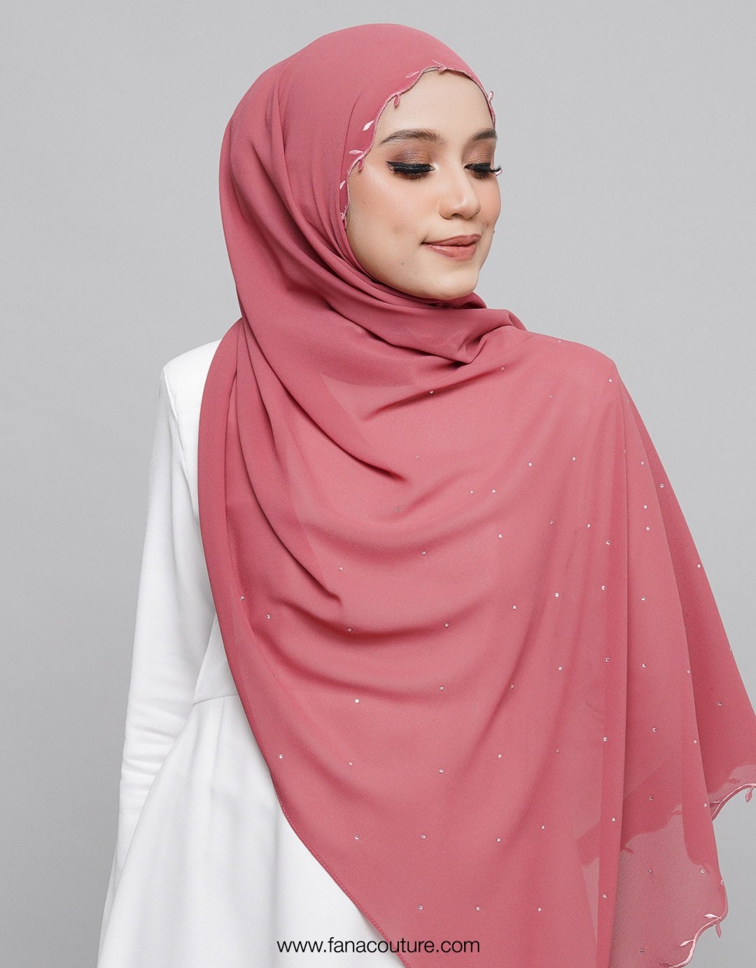 Nuha Shawl Sulam - 08 Tango Pink