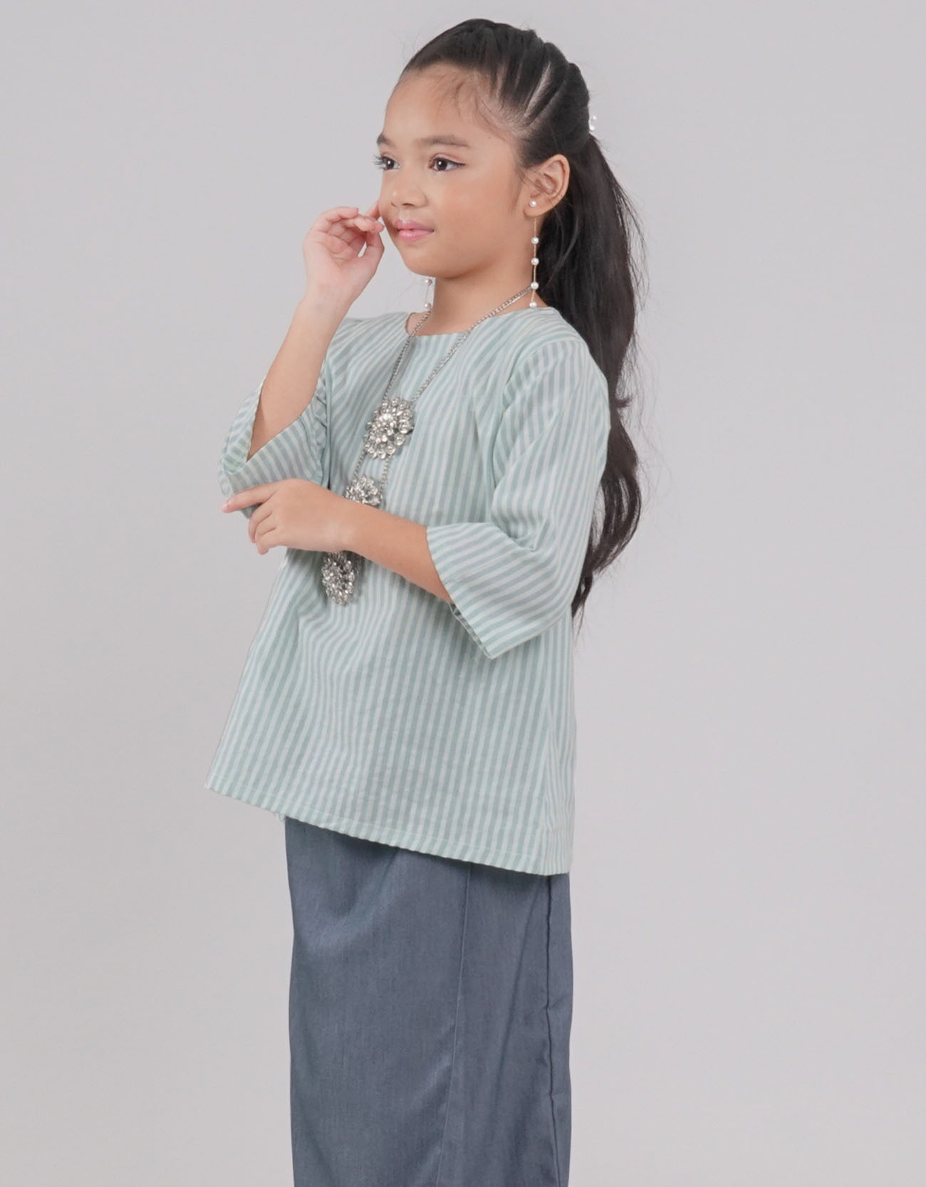 Cempaka Kurung Kedah Kids Cotton - 01 Light Blue