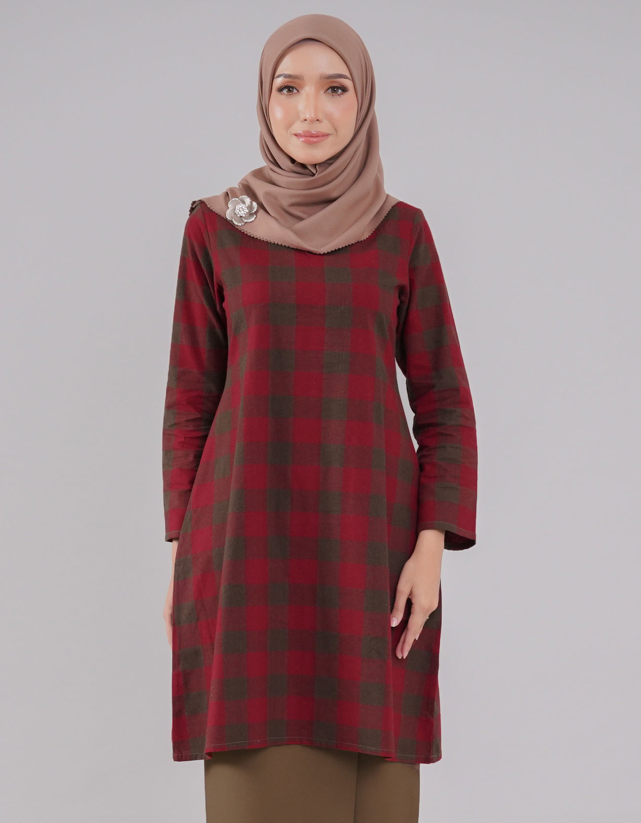 Tanjung Kurung Riau Adult Cotton A-cut Design - 03 Red