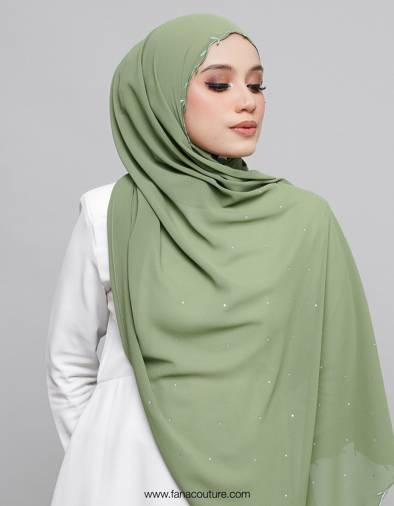 Nuha Shawl Sulam - 06 Apple Green