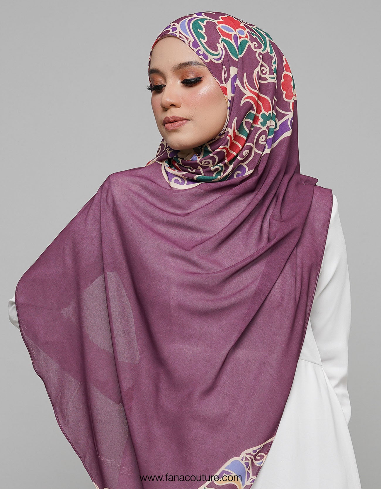 Sofea Long Shawl - 01 Ruby Petalon