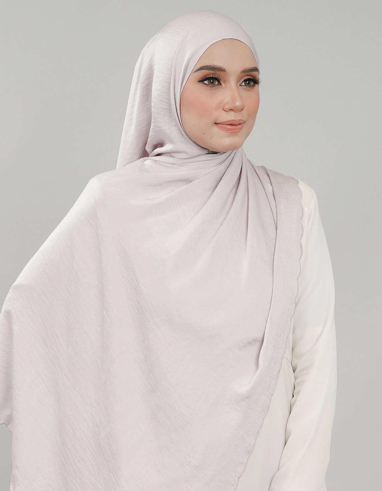 Akasia Shawl Sulam - 14 Light Gray